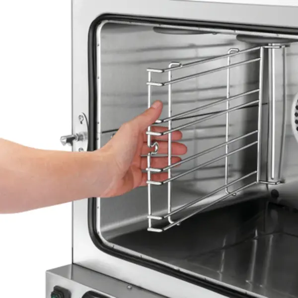 Heteluchtoven | 4 Niveaus (1/1 GN) | Elektrisch | 50°C/300°C | 3kW (230V) | Bevochtiging (Handmatig) | Grillfunctie | 700x675x550(h)mm