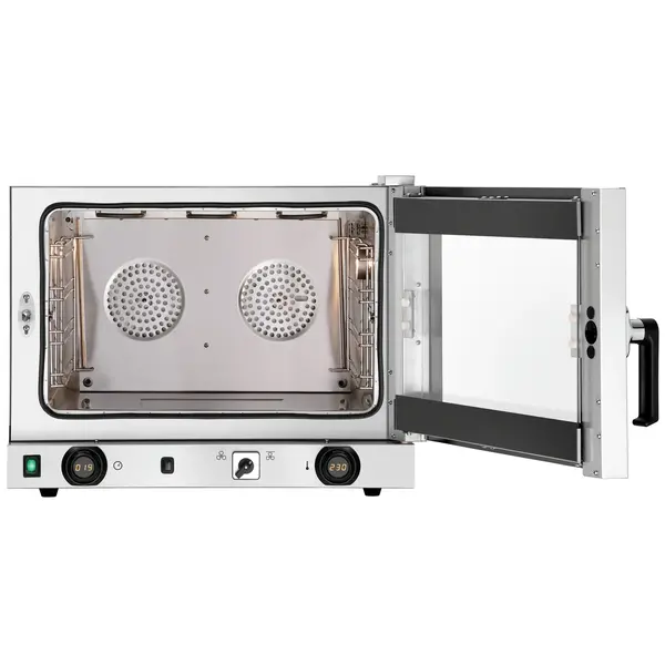 Heteluchtoven | 4 Niveaus (1/1 GN) | Elektrisch | 50°C/300°C | 3kW (230V) | Bevochtiging (Handmatig) | Grillfunctie | 700x675x550(h)mm