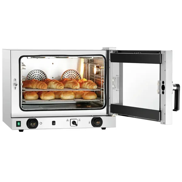 Heteluchtoven | 4 Niveaus (1/1 GN) | Elektrisch | 50°C/300°C | 3kW (230V) | Bevochtiging (Handmatig) | Grillfunctie | 700x675x550(h)mm