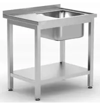 HENDI Spoeltafel | ProfiLine | RVS | 1 Spoelbak (Rechts) | Bodemschap | Achteropstand | Zelfmontage | 800x600x850/890(h)mm 