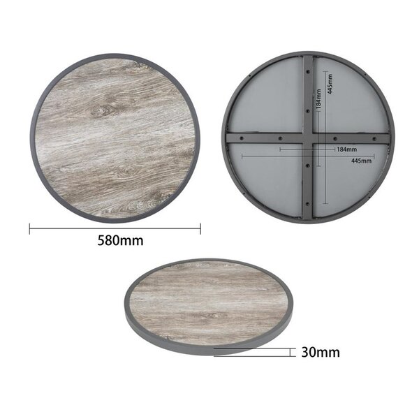 Tafelblad | Houtlook | In-/Outdoor | Voorgeboord | Ø580x38(h)mm