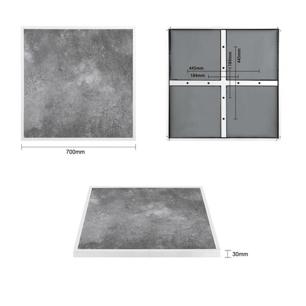 Tafelblad | Steengrijs | In-/Outdoor | Voorgeboord | 700x700x38(h)mm