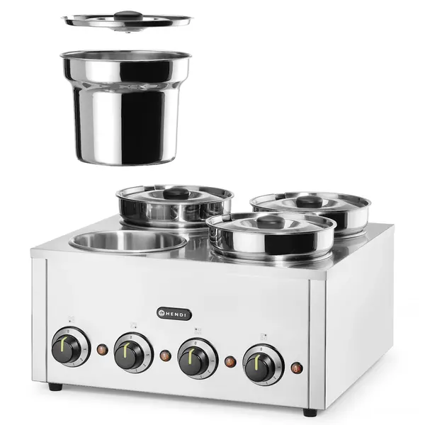 Hotpot Bain-Marie | THERMOSYSTEM | 4x 4L (Ø215mm) | 30°C/85°C | 0.8kW (230V) | 506x509x298(h)mm