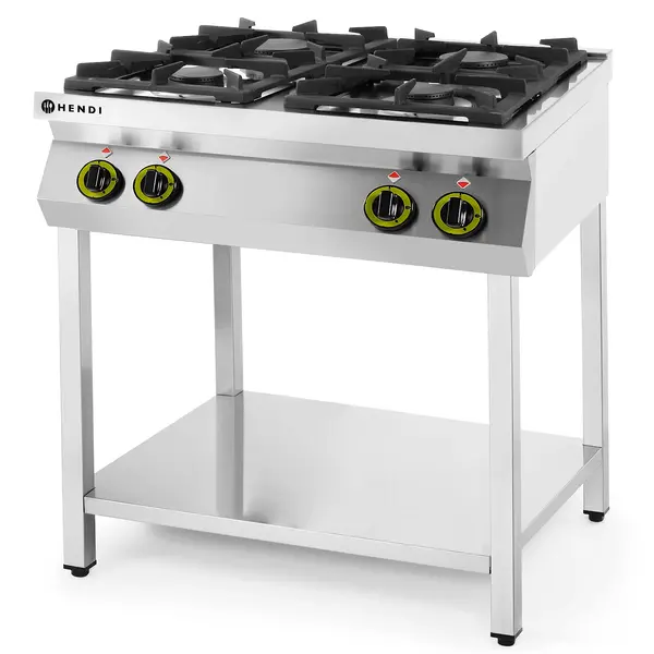 Fornuis | KitchenLine | Gas | 4 Branders (2x 3.5kW + 2x 6kW) | Open Onderstel | 800x700x900(h)mm
