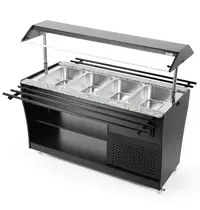 Arktic by HENDI Gekoeld Buffet | Hout/RVS | 4x 1/1 GN | +2°C/+10°C | Statisch | Liftkap (Verlicht) | Wielen (Geremd) | 1490x765x1370(h)mm 