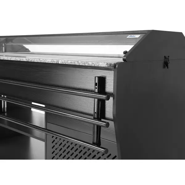 Verwarmd Buffet | Hout/RVS | 4x 1/1 GN | 30°C/90°C | Bain-Marie | Liftkap (Verlicht) | Wielen (Geremd) | 1490x765x1370(h)mm