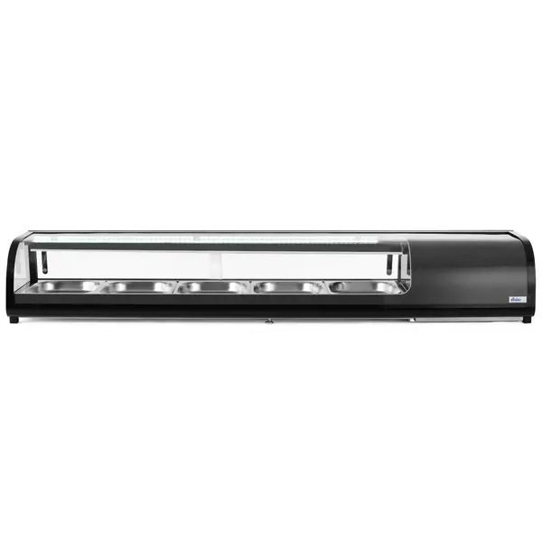 Sushivitrine | Zwart | 5x 1/2 GN | 0°C/+12°C | Statisch | 1 Niveau | 1800x420x265(h)mm