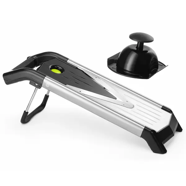 V-Vorm Mandoline | RVS/Kunststof | Schijfjes (1.5/2.5/3.5mm), Juliënne (3.5/7mm) | 405x135x145(h)mm