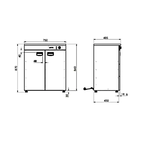 Bordenwarmer | 90-120 Borden | 30°C/85°C | 1.2kW (230V) | 750x485x850(h)mm