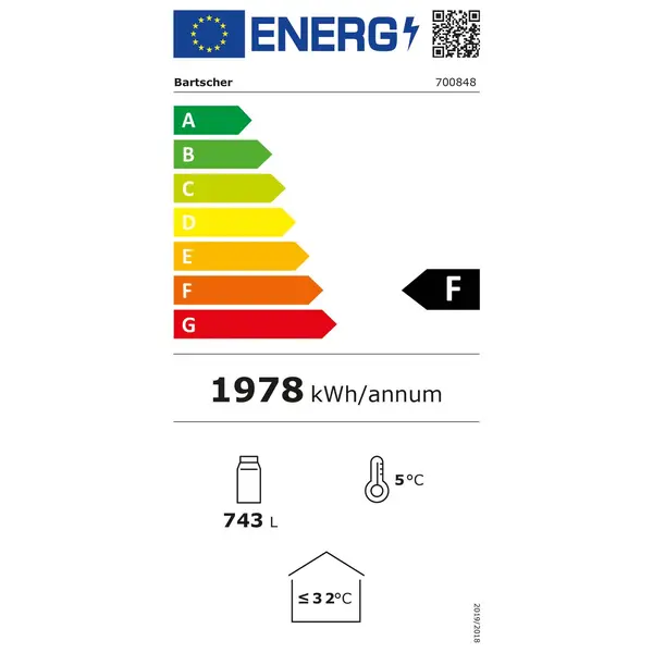 Koelkast | 804L | Zwart/Wit | +1°C/+9°C | Geforceerd | Draaideuren | 880x720x2020(h)mm