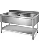 UNNINOX Spoeltafel | ECO | RVS | 2 Spoelbakken (Midden) | Bodemschap | Achteropstand | Zelfmontage | 1200x700x850(h)mm 