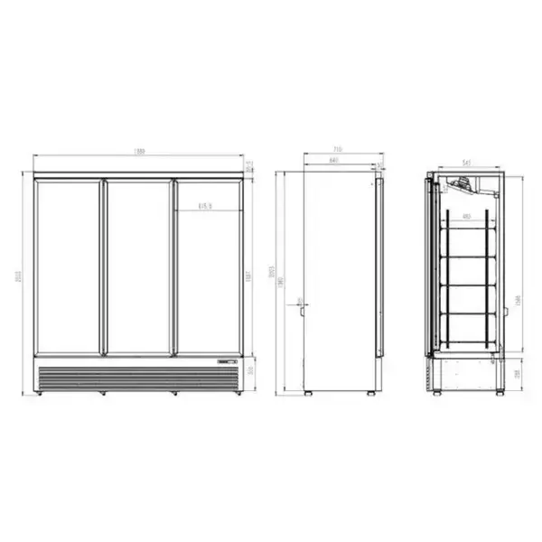 Koelkast | 1530L | Zwart | 0°C/+10°C | Geforceerd | Draaideuren | Wielen | 1880x710x1997(h)mm