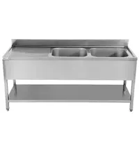 UNNINOX Spoeltafel | ECO | RVS | 2 Spoelbakken (Rechts) + Afdruipvlak | Bodemschap | Achteropstand | Zelfmontage | 1600x700x850(h)mm