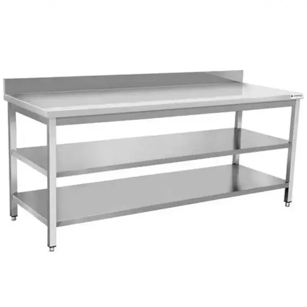 Werktafel | ECO | RVS | Dubbel Bodemschap | Diepte 700 | Hoogte 850/950 | Breedte 600-2000 | Achteropstand | Zelfmontage