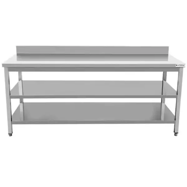 Werktafel | ECO | RVS | Dubbel Bodemschap | Diepte 600 | Hoogte 850/950 | Breedte 600-2000 | Achteropstand | Zelfmontage