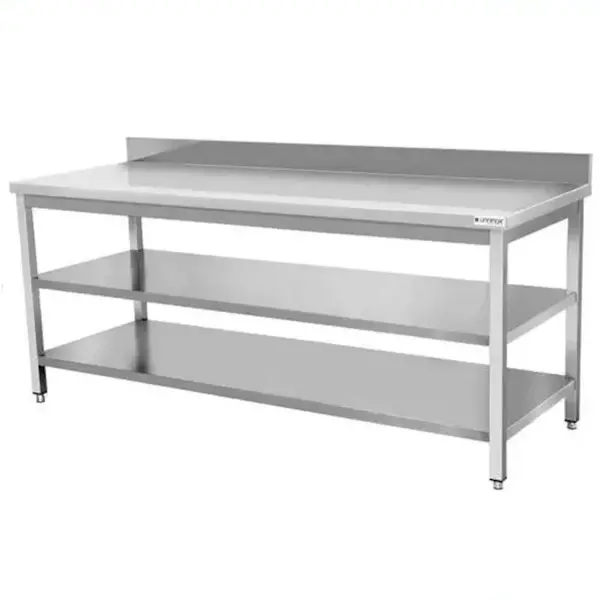 Werktafel | ECO | RVS | Dubbel Bodemschap | Diepte 600 | Hoogte 850/950 | Breedte 600-2000 | Achteropstand | Zelfmontage