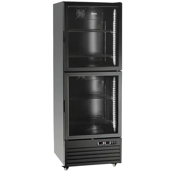 Koel-/Vrieskast | 430L | Zwart | -18°C/-22°C & 0°C/+10°C | Geforceerd | Wielen (Geremd) | 700x780x2000(h)mm