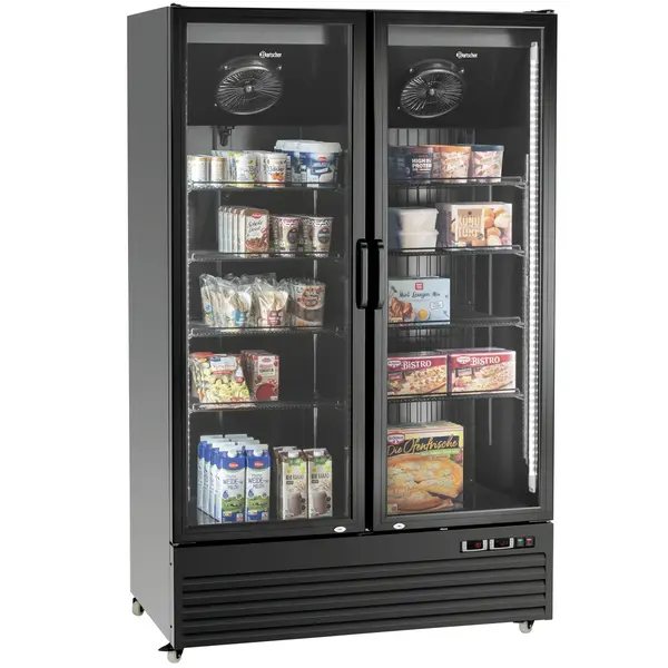 Koel-/Vrieskast | 820L | Zwart | -18°C/-22°C & 0°C/+10°C | Geforceerd | Draaideuren | Wielen (Geremd) | 1220x805x2000(h)mm