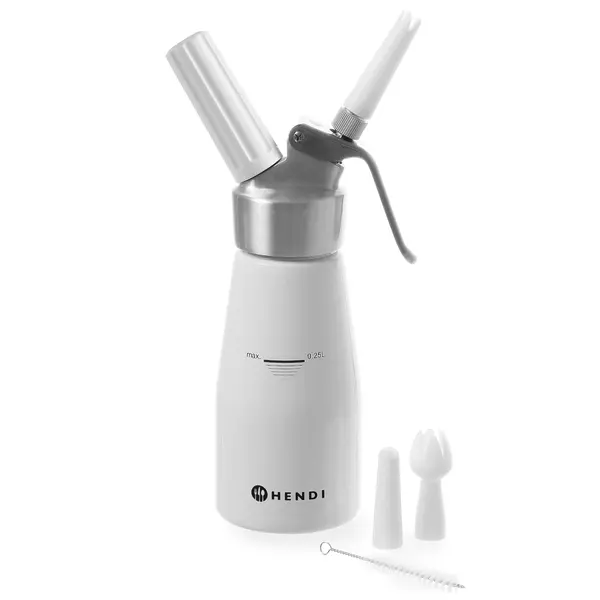 Slagroomapparaat | KitchenLine | Aluminium | Wit | 0.25L | 3 Spuitmonden | Ø80x200(h)mm