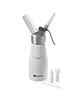 HENDI Slagroomapparaat | KitchenLine | Aluminium | Wit | 0.25L | 3 Spuitmonden | Ø80x200(h)mm 
