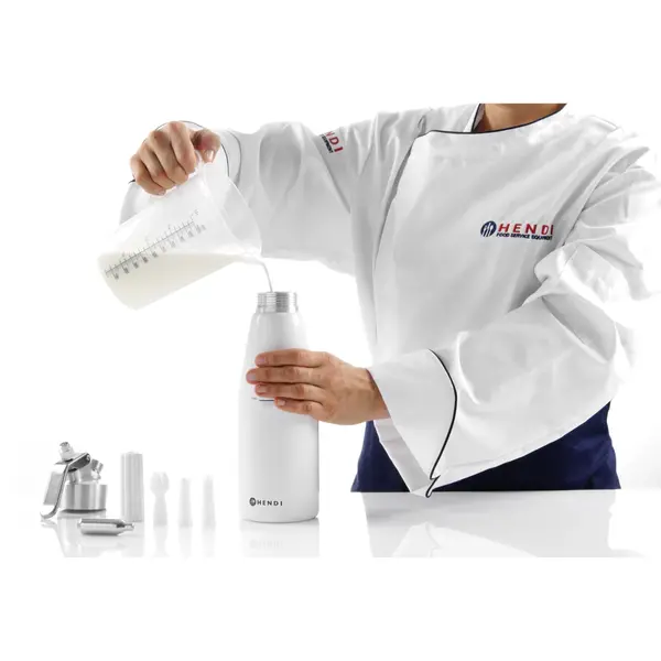 Slagroomapparaat | KitchenLine | Aluminium | Wit | 0.5L | 3 Spuitmonden | Ø80x260(h)mm