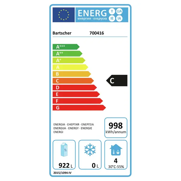 Koelkast | 1400L (2/1 GN) | RVS | -2°C/+8°C | Geforceerd | 1320x855x2050(h)mm
