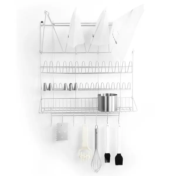Patisserie Wandrek | RVS | 4 Spuitzakhouders + 31 Spuitmondhouders | Accessoireschap + 7 Haken | 500x360x560(h)mm