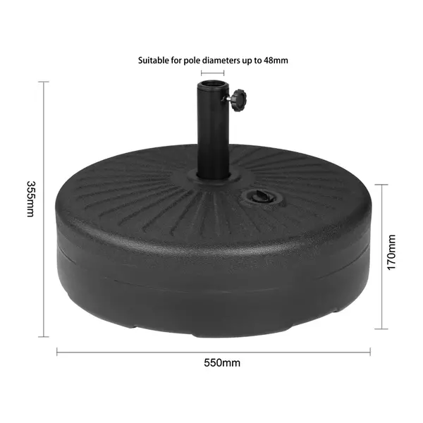 Parasolvoet | Kunststof | Vulgewicht 40kg | Parasolpaal Ø38/48mm | Ø550x355(h)mm
