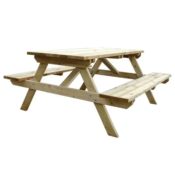 Picknicktafel | Hout (FSC) | Tafelblad 1500x695mm | In-/Outdoor | Parasolgat | 1500x1500x700(h)mm