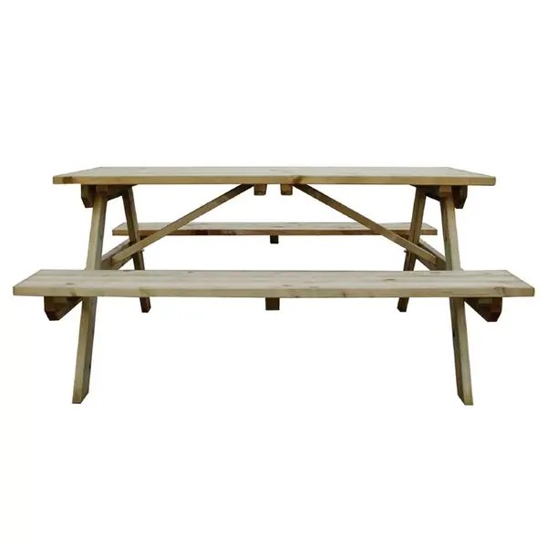 Picknicktafel | Hout (FSC) | Tafelblad 1500x695mm | In-/Outdoor | Parasolgat | 1500x1500x700(h)mm