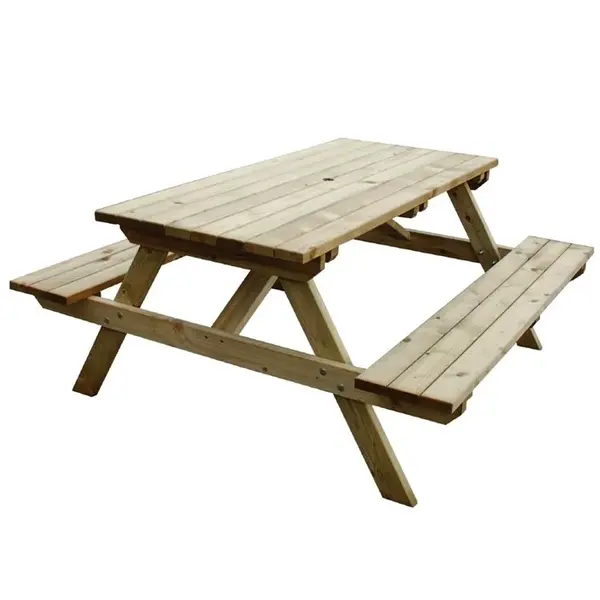 Picknicktafel | Hout (FSC) | Tafelblad 1500x695mm | In-/Outdoor | Parasolgat | 1500x1500x700(h)mm