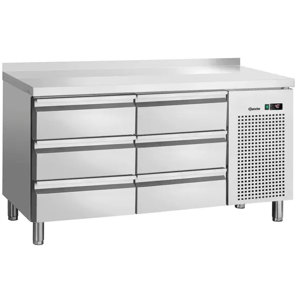 Koelwerkbank | 280L | 6 Laden (1/1 GN) | 0°C/+10°C | Geforceerd | Achteropstand | 1342x700x850/900(h)mm