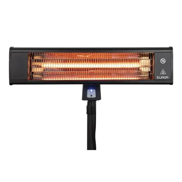 Terrasverwarmer | Elektrisch | Zwart | 1.8kW (230V) | Incl. Standaard + Afstandsbediening | Spatwaterdicht | 640x420x1890(h)mm