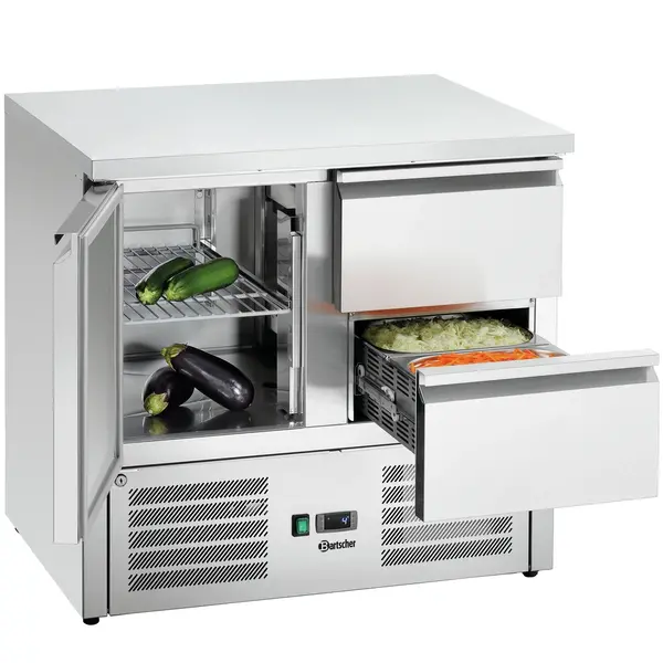 Koelwerkbank | 260L | 1 Deur + 2 Laden (1/1 GN) | 0°C/+10°C | Geforceerd | 900x700x880(h)mm