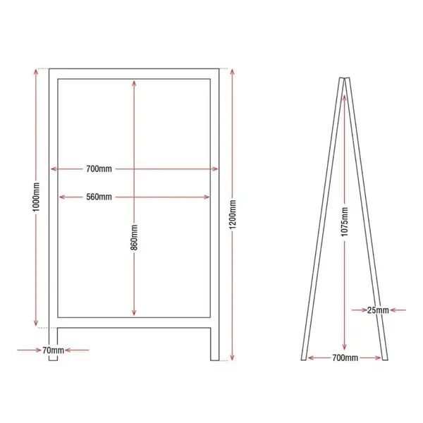 Krijtstoepbord | Hout | Schrijfvlak 560x860mm
