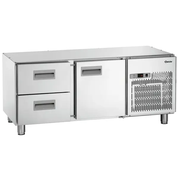 Koelwerkbank | Laag Model | 180L | 1 Deur + 2 Laden (1/1 GN) | 0°C/+10°C | Geforceerd | 1395x660x620(h)mm