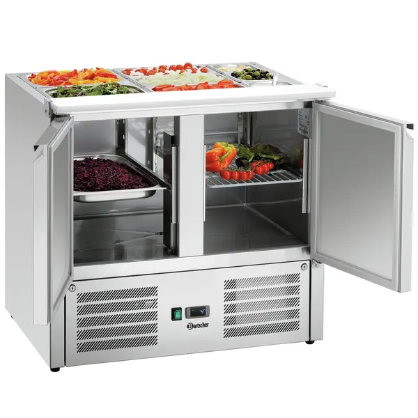 Saladette | 250L | 2 Deuren (1/1 GN) | Boven 2x 1/1 GN + 3x 1/6 GN | 0°C/+10°C | Geforceerd | 900x700x845(h)mm