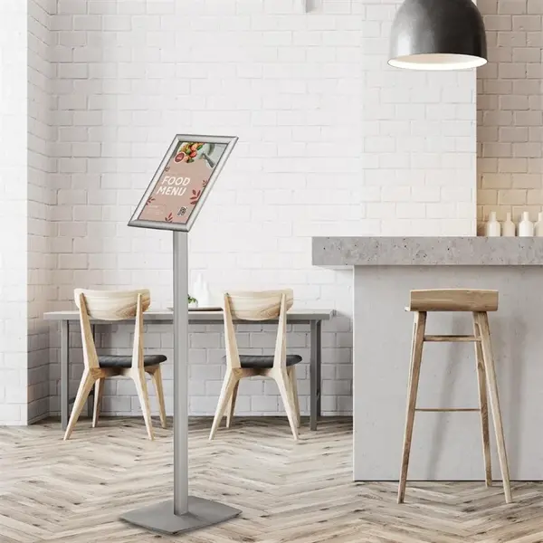 Menustandaard | Aluminium | Kliklijst (A4) | Draaibaar | 245x320x900/1100(h)mm