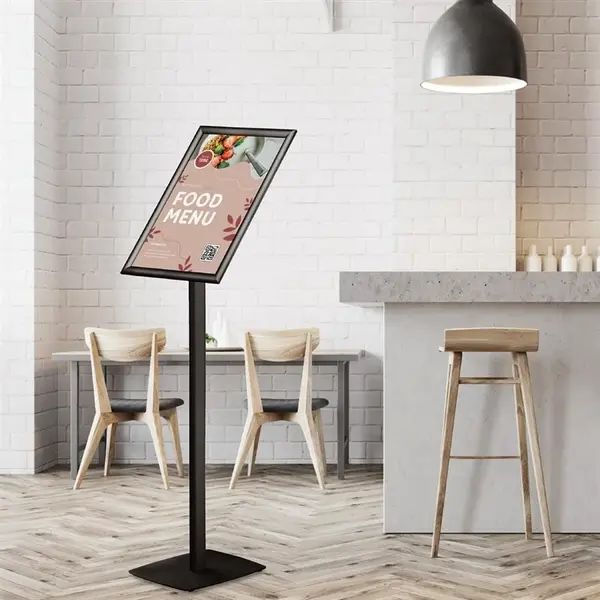 Menustandaard | Zwart | Kliklijst (A3) | Kantelbaar | 245x320x900/1200(h)mm