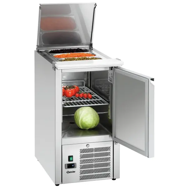 Saladette | 140L | 1 Deur (1/1 GN) | Boven 1x 1/1 GN | 0°C/+10°C | Geforceerd | Klapdeksel | 455x700x887(h)mm