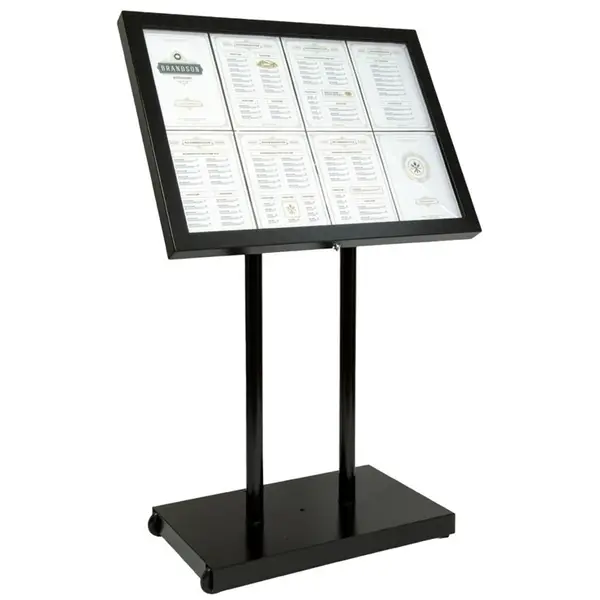Menukast | BLACK STAR XXL | Zwart | 8x A4 | Verlicht | Incl. Standaard | 970x780x1350(h)mm