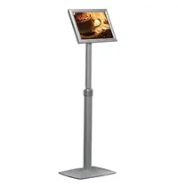 Gastronoble Menustandaard | Aluminium | Kliklijst (A4) | Draaibaar + Verstelbare Hoogte | 330x250x865/1250(h)mm