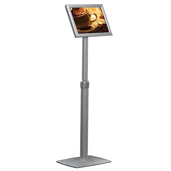 Menustandaard | Aluminium | Kliklijst (A4) | Kantelbaar + Verstelbare Hoogte | 330x250x865/1250(h)mm