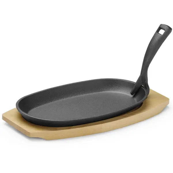 Serveerpan | Gietijzer/Hout | Div. Warmtebronnen | 280x140x30(h)mm