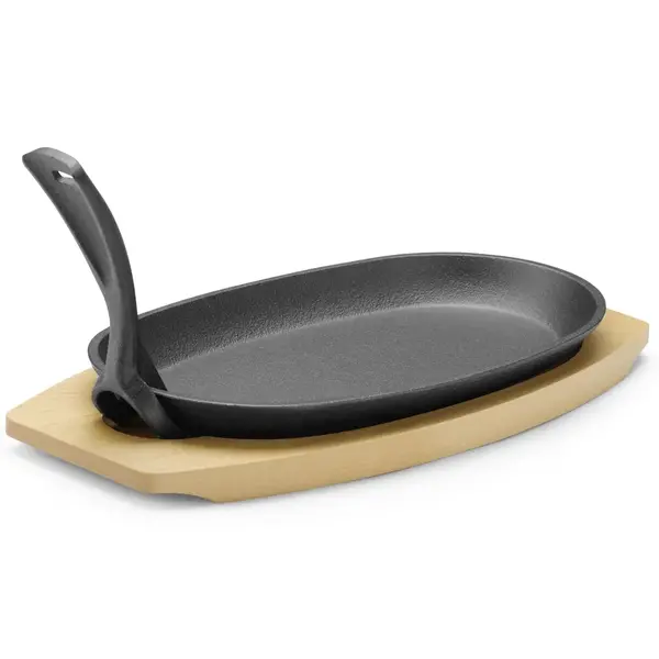 Serveerpan | Gietijzer/Hout | Div. Warmtebronnen | 280x140x30(h)mm