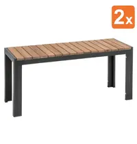 Bolero Banken | Hout/Staal | Hout (Acacia) | Zwart Frame | In-/Outdoor | 2 Stuks | 1000x350x450(h)mm