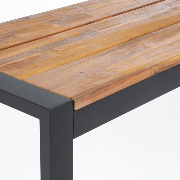 Banken | Hout/Staal | Hout (Acacia) | Zwart Frame | In-/Outdoor | 2 Stuks | 1600x380x450(h)mm