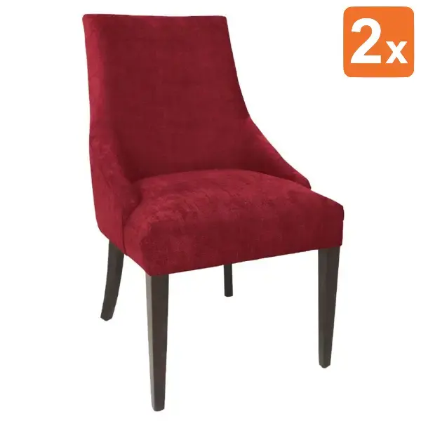 Stoelen | FINESSE | Polyester/Hout | Dark Red | Houtlook Poten | Indoor | 2 Stuks | 510x620x900(h)mm