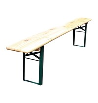 Gastronoble Opklapbare Bierbank | Hout/Staal | Hout (Vuren) | Groen Frame | In-/Outdoor | 2500x2200x480(h)mm 