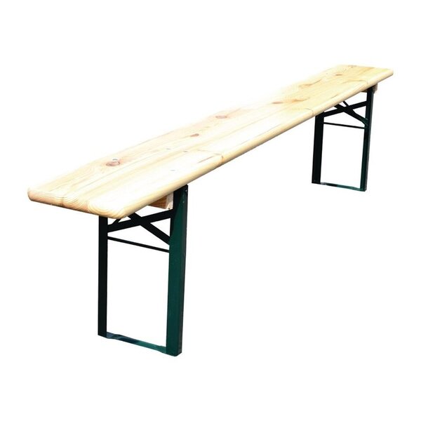 Opklapbare Bierbank | Hout/Staal | Hout (Vuren) | Groen Frame | In-/Outdoor | 2500x2200x480(h)mm
